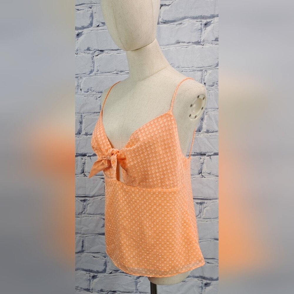 NWT Alice + Olivia Spaghetti Strap Tank Top with Tie Camisole Light Peach Large - Picture 3 of 13